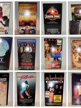 lot of 12 Vintage 80s 90s VHS movies including Jurassic Park, E.T. Footloose